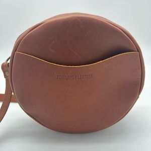 Portland Leather Honey Circle Crossbody Bag- Large